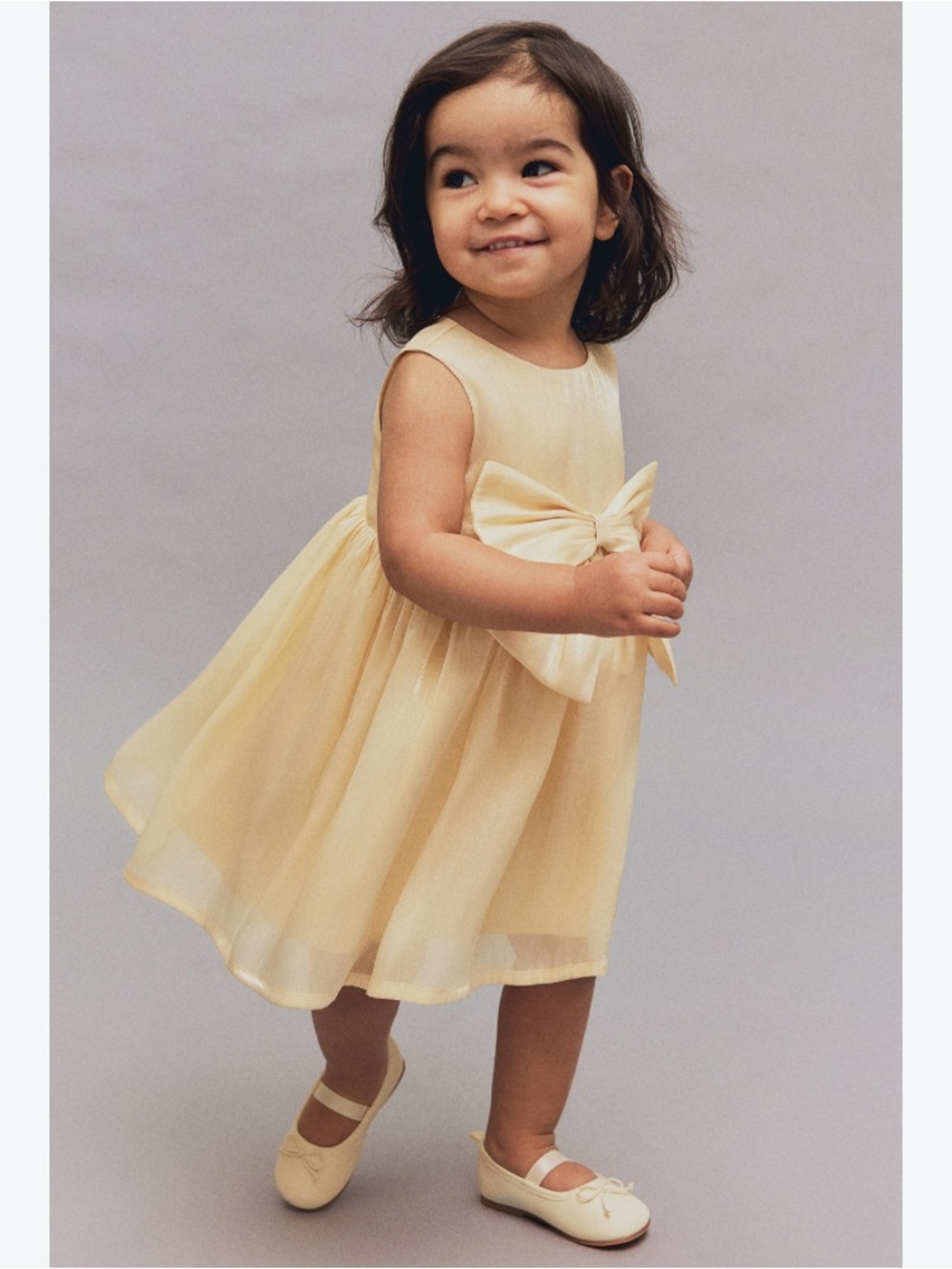 H&M Yellow Bow-Front Party Dress